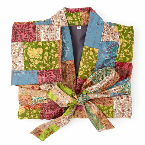 Repurposed Silk Sari Kantha Robe