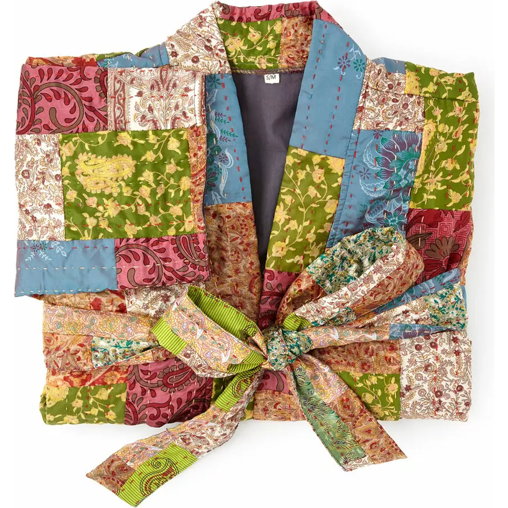 Uncommon Goods Repurposed Silk Sari Kantha Robe in Multi at Nordstrom, Size Large/x-Large