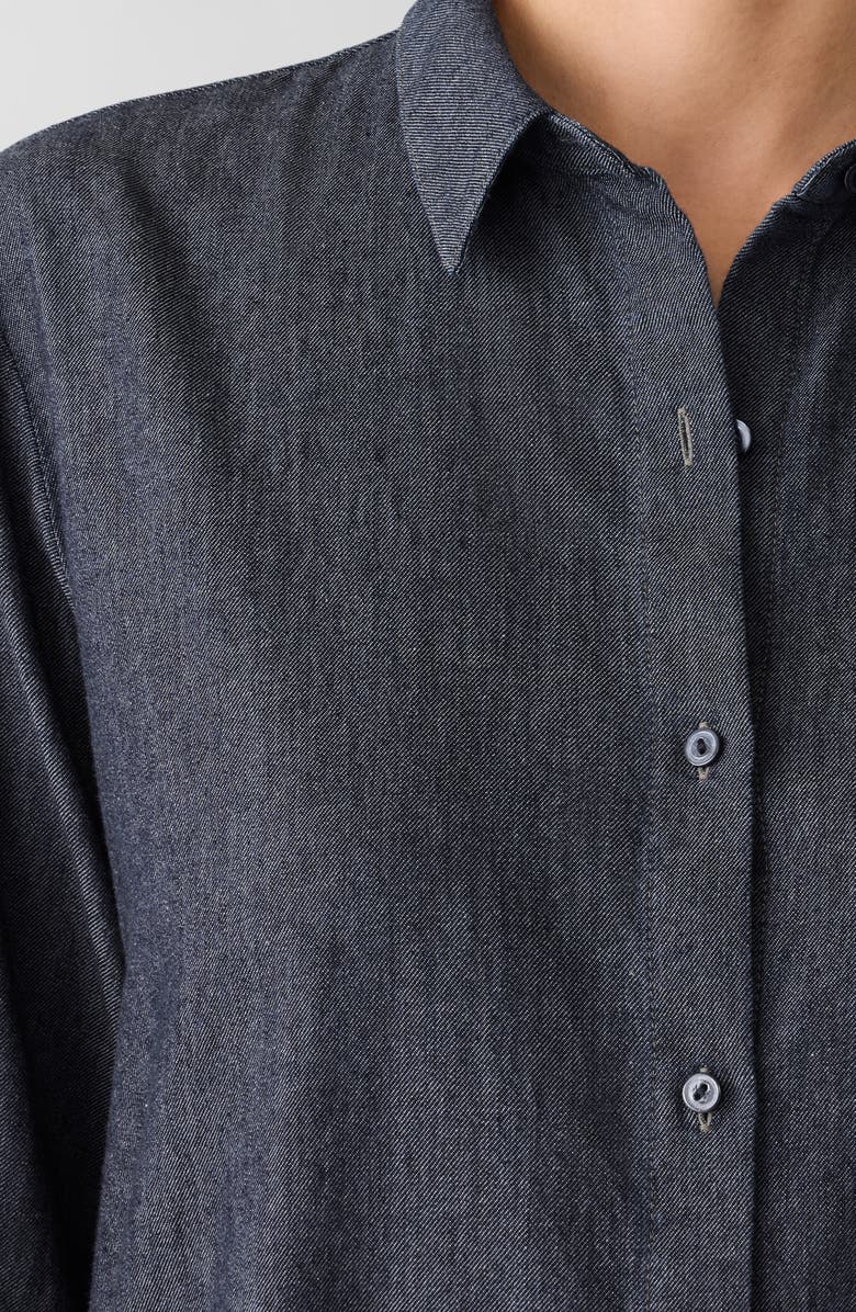 Eileen Fisher Classic Long Sleeve Organic Cotton Chambray Button-Up Shirt, Alternate, color, Denim