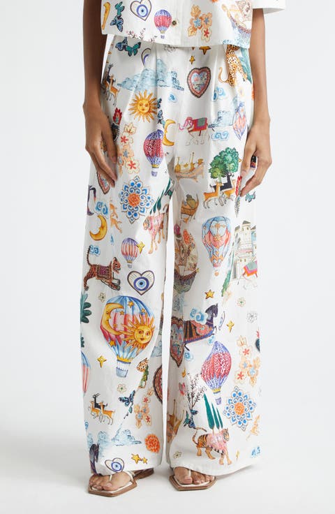 Kapadokya Kitsch Pleated Organic Cotton Wide Leg Pants