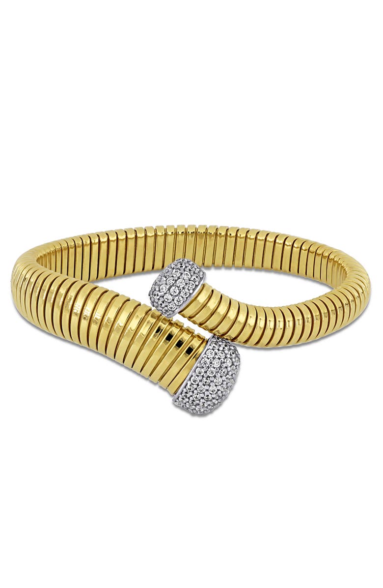 Julianna B. Cubic Zirconia Bypass Wrap Bangle Bracelet, Main, color, Yellow-Plated