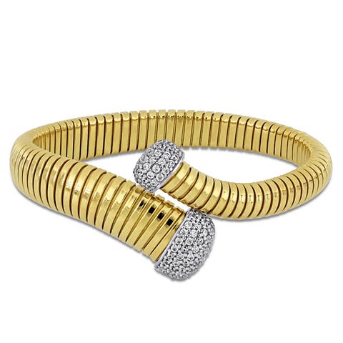 Cubic Zirconia Bypass Wrap Bangle Bracelet