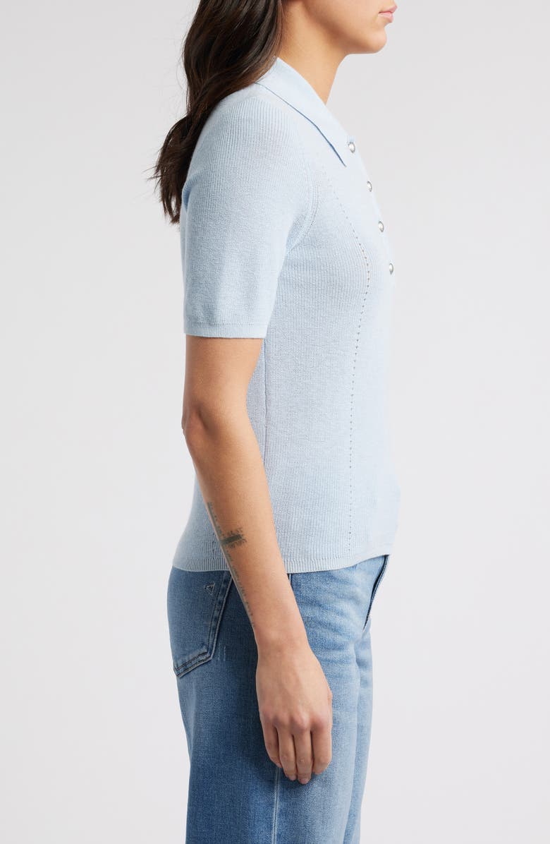 rag & bone Darcey Cotton & Cashmere Polo Sweater, Alternate, color, Ltblue