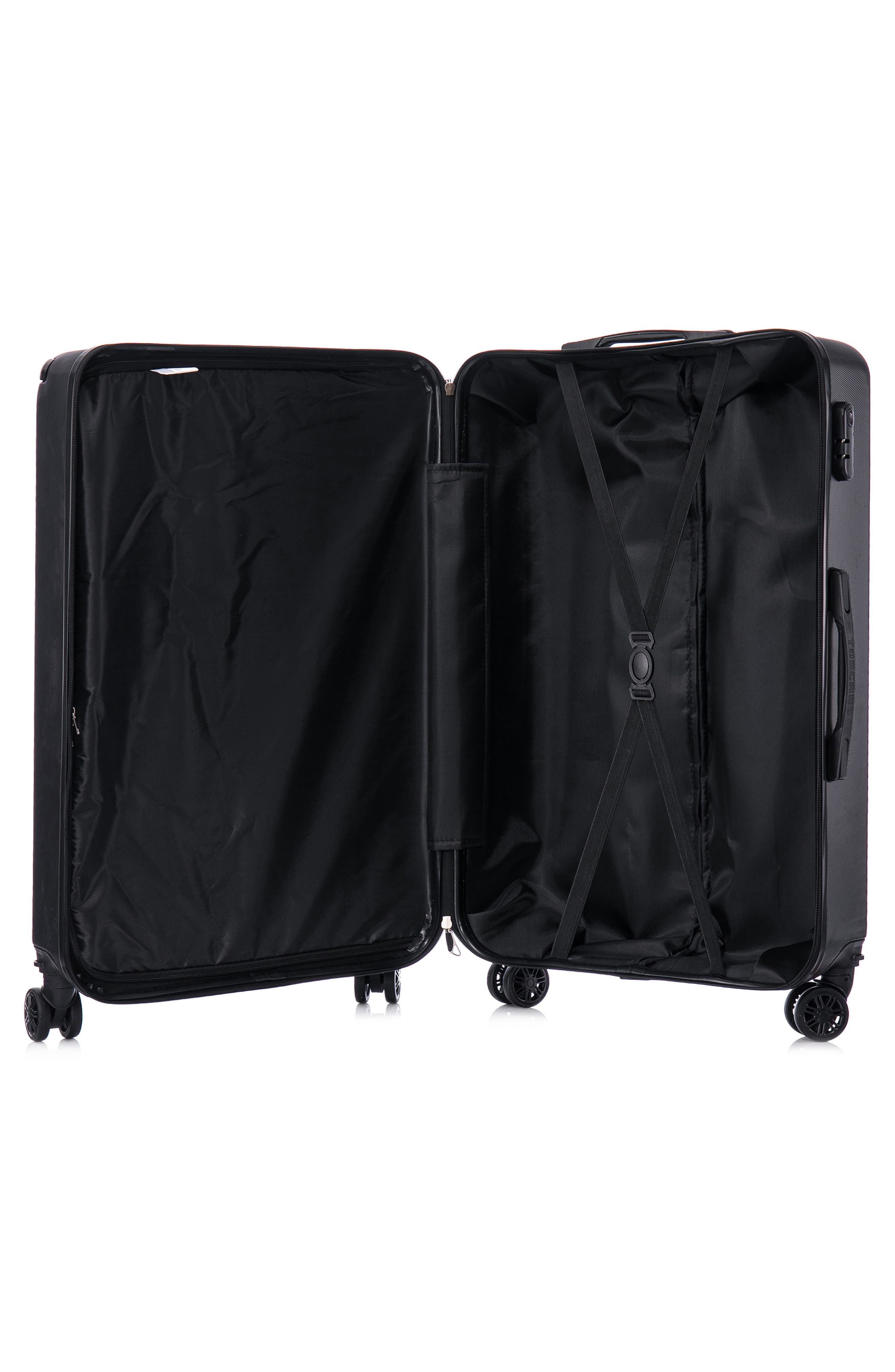 TUCCI Avenza Hardshell 3-Piece Spinner Luggage Set, Alternate, color, Black