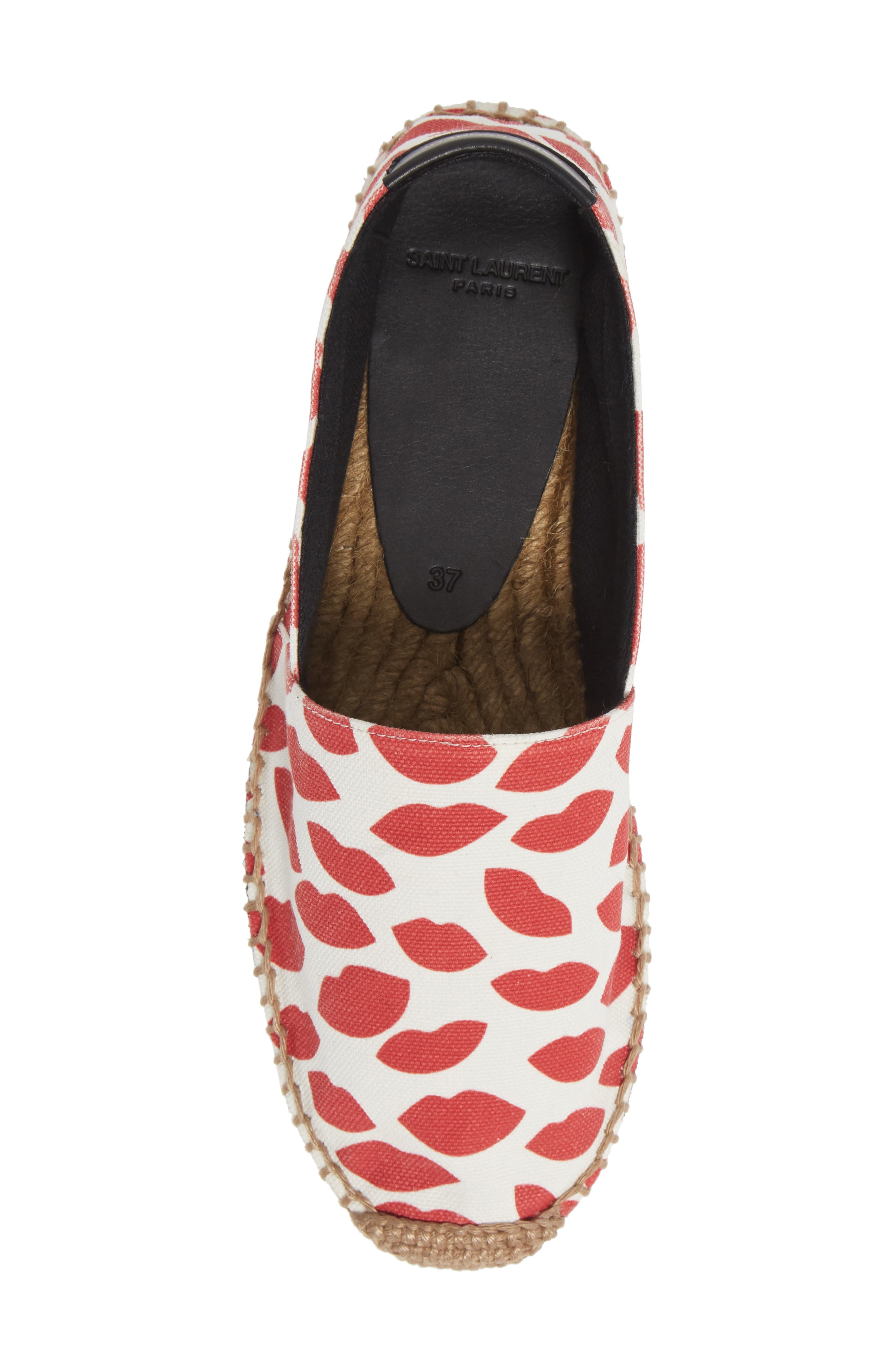 Saint Laurent Lip Print Espadrille Flat, Alternate, color, 