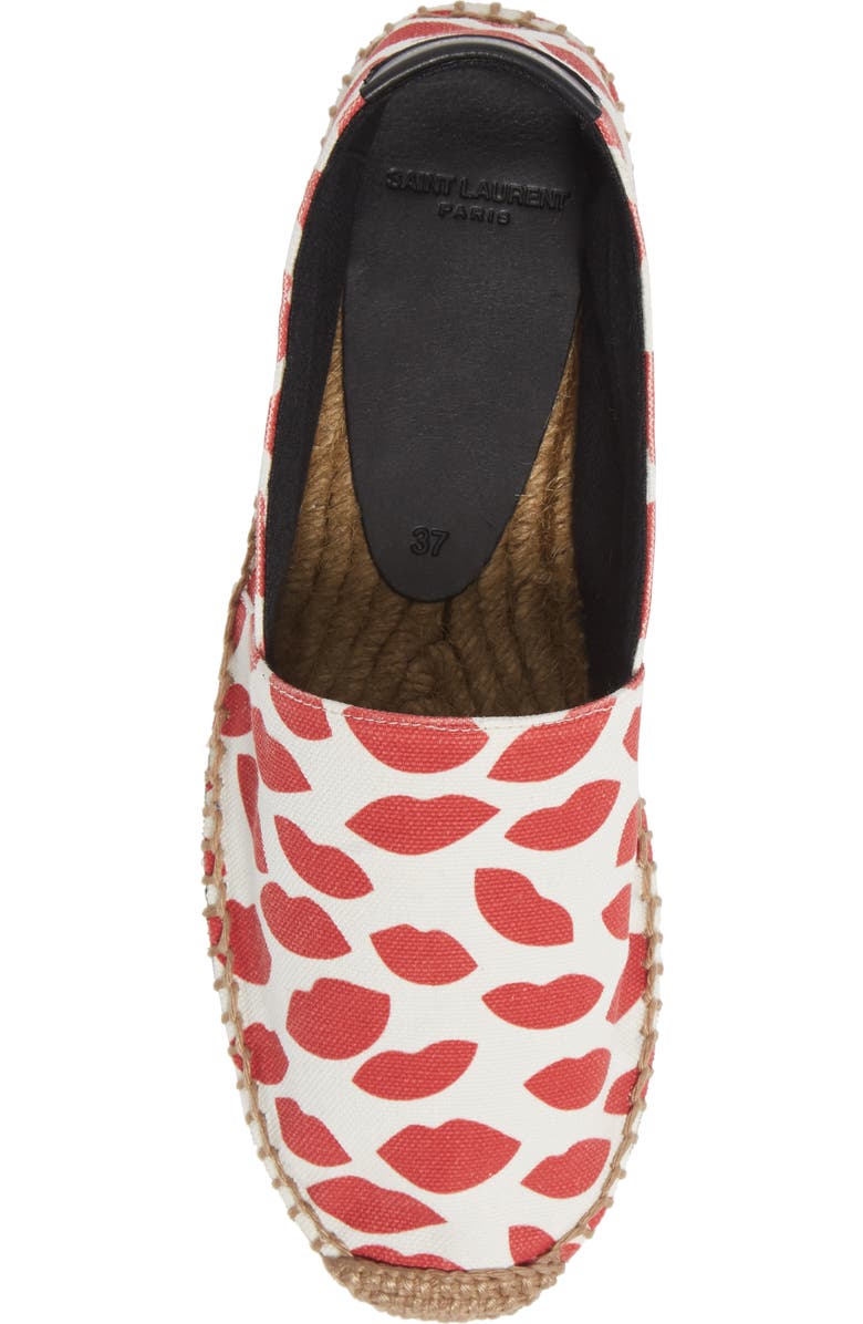 Saint Laurent Lip Print Espadrille Flat, Alternate, color,