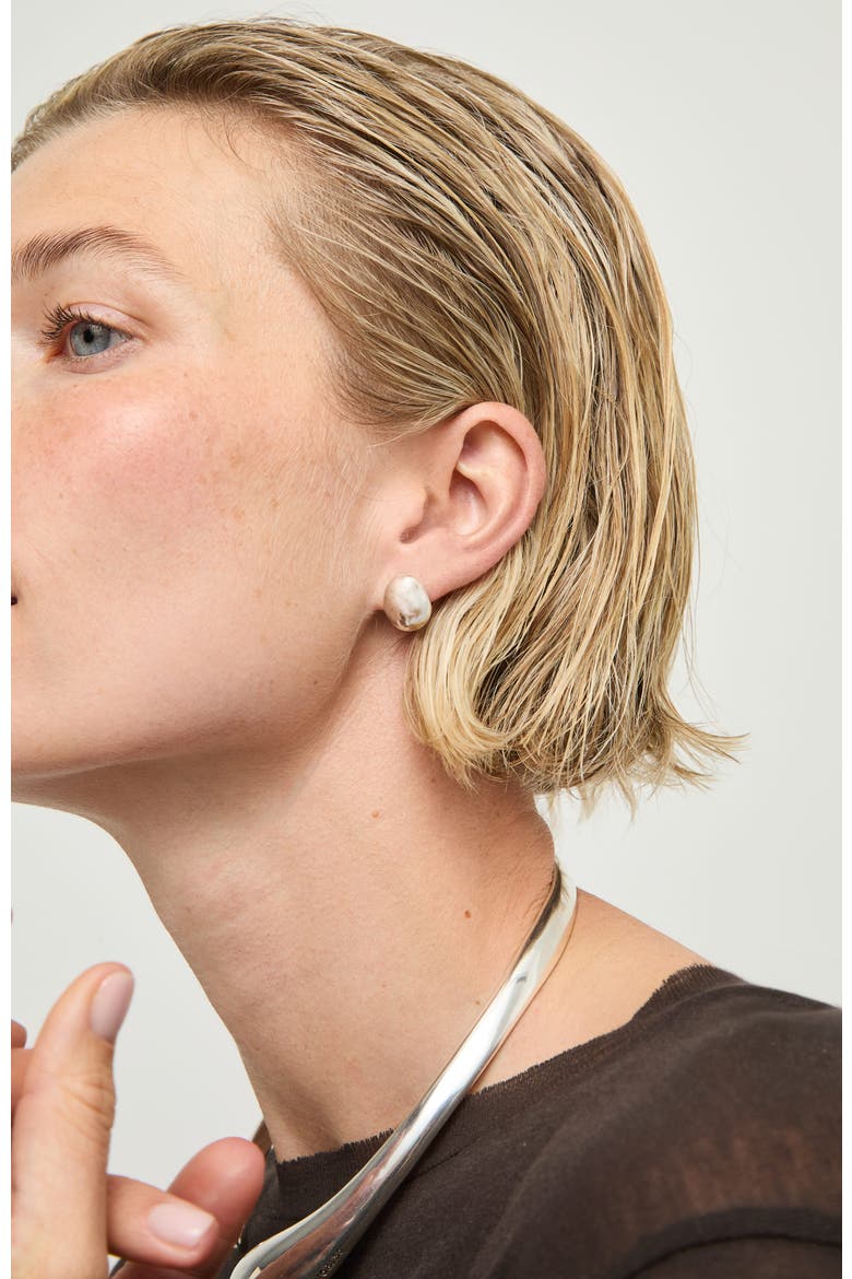 Silver-Tone Sphere Earrings, Alternate, color, Silver