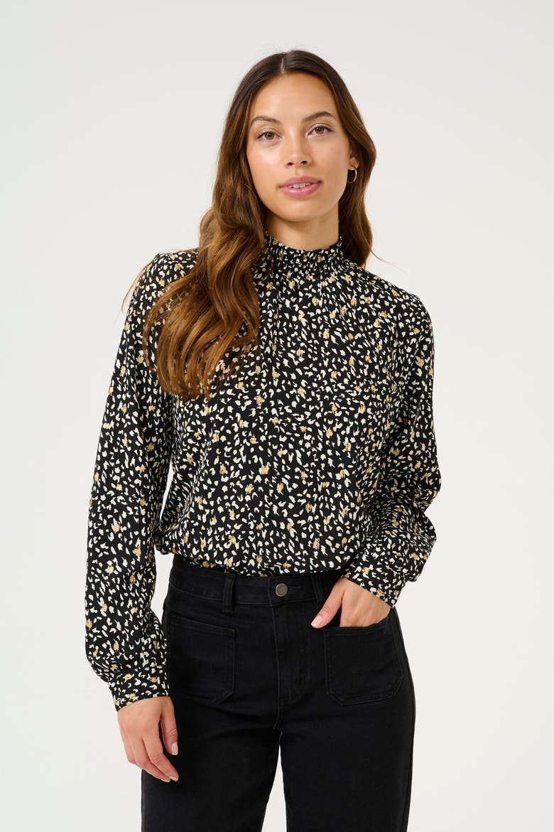 KAmalene Dress V-neck Above The Knee, Main, color, Black/White/Gold Print
