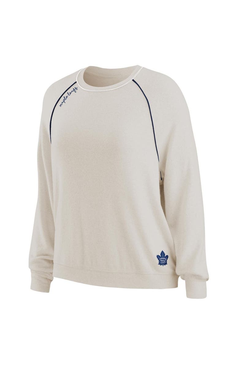 WEAR by Erin Andrews Women's WEAR by Erin Andrews Oatmeal Toronto Maple Leafs Raglan Pullover Sweatshirt & Pants Lounge Set, Alternate, color,