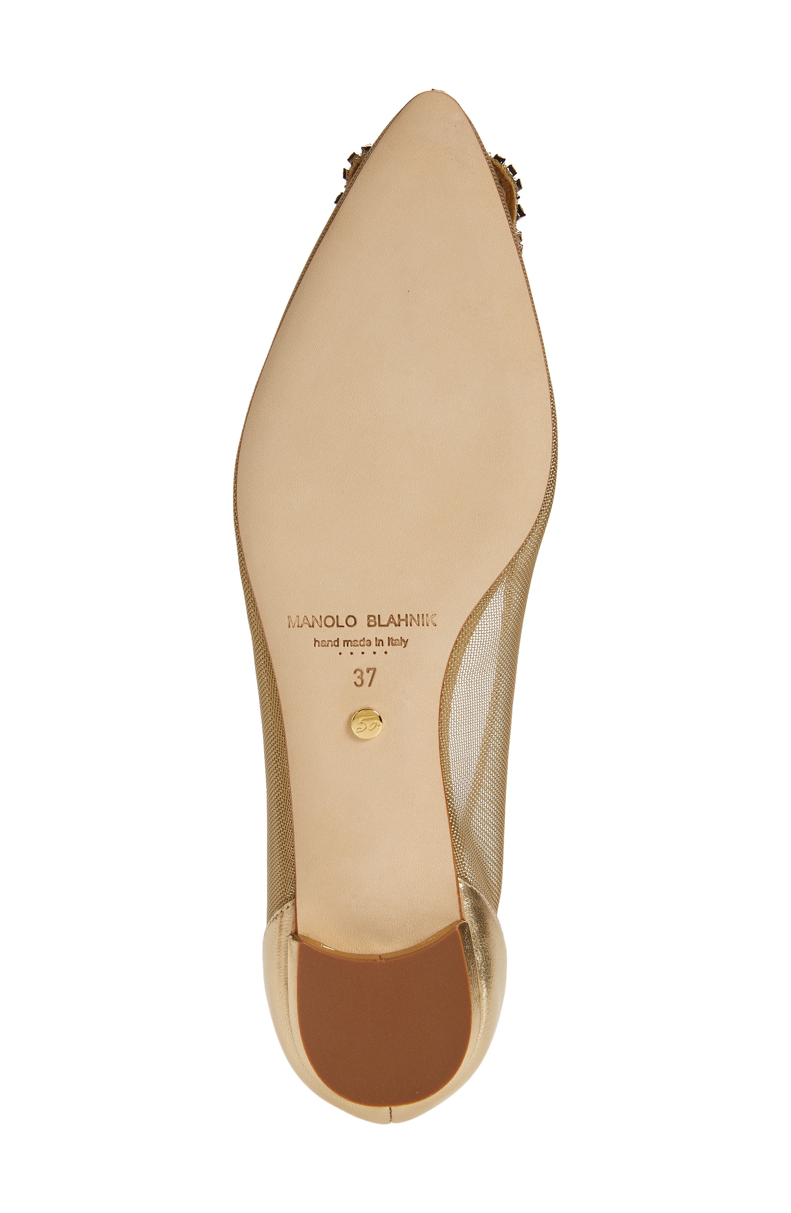 Manolo Blahnik Hangisi Crystal Buckle Mesh Flat, Alternate, color, 