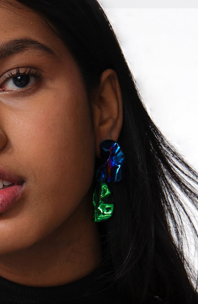 Sterling King Flashback Fold Drop Earrings, Alternate, color, Cobalt Emerald