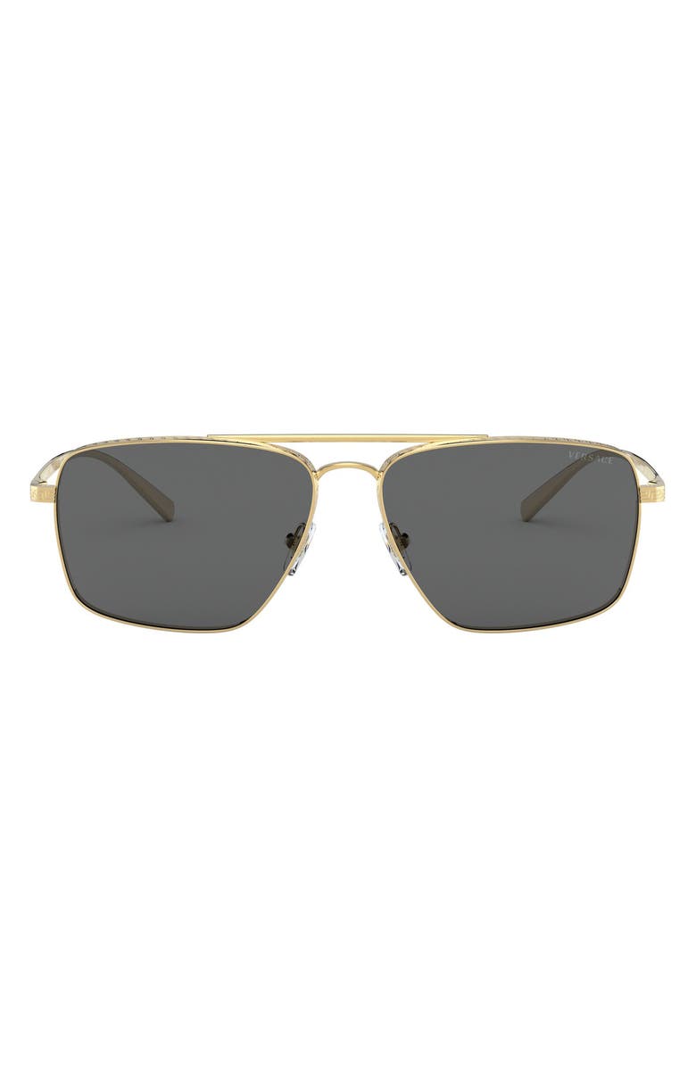 Versace 61mm Aviator Sunglasses, Main, color, Gold/ Grey Solid