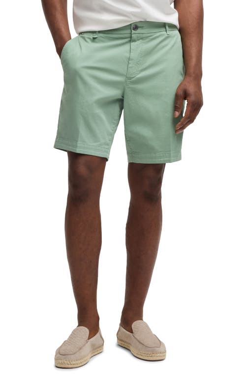 Shop Hugo Boss Boss Slice Stretch Cotton Shorts In Open Green