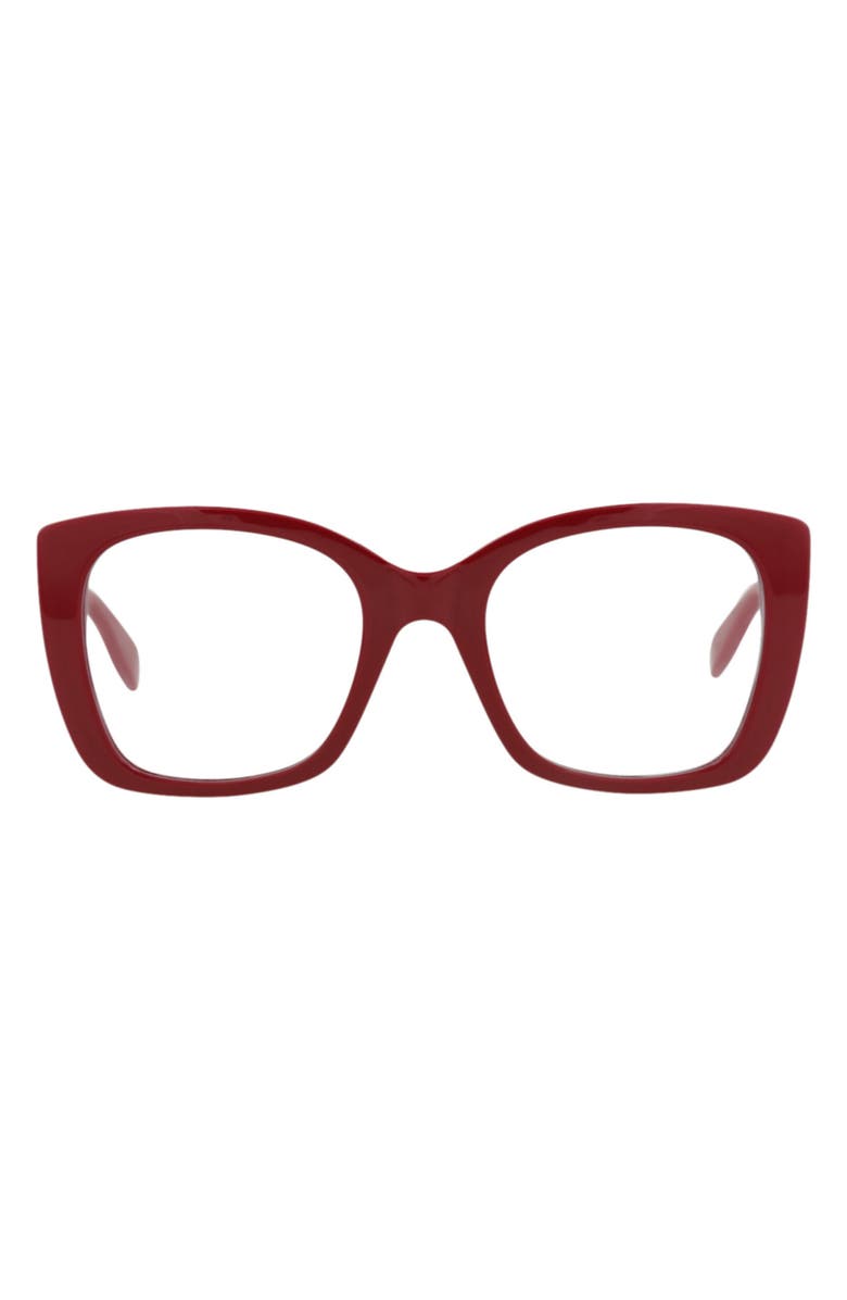 McQueen 52mm Square Optical Glasses, Main, color, Red Red Transparent