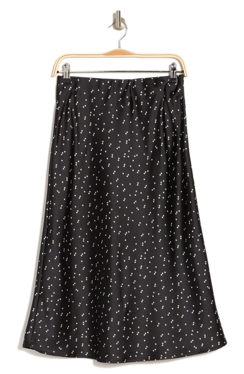 Renee C Star Print Satin Midi Skirt, Alternate, color,