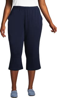 Lands' End Sport Knit High Rise Elastic Waist Capri Pants