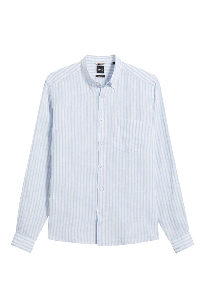 Liam Striped Linen Shirt, Main, color, LIGHT/ PASTEL BLUE