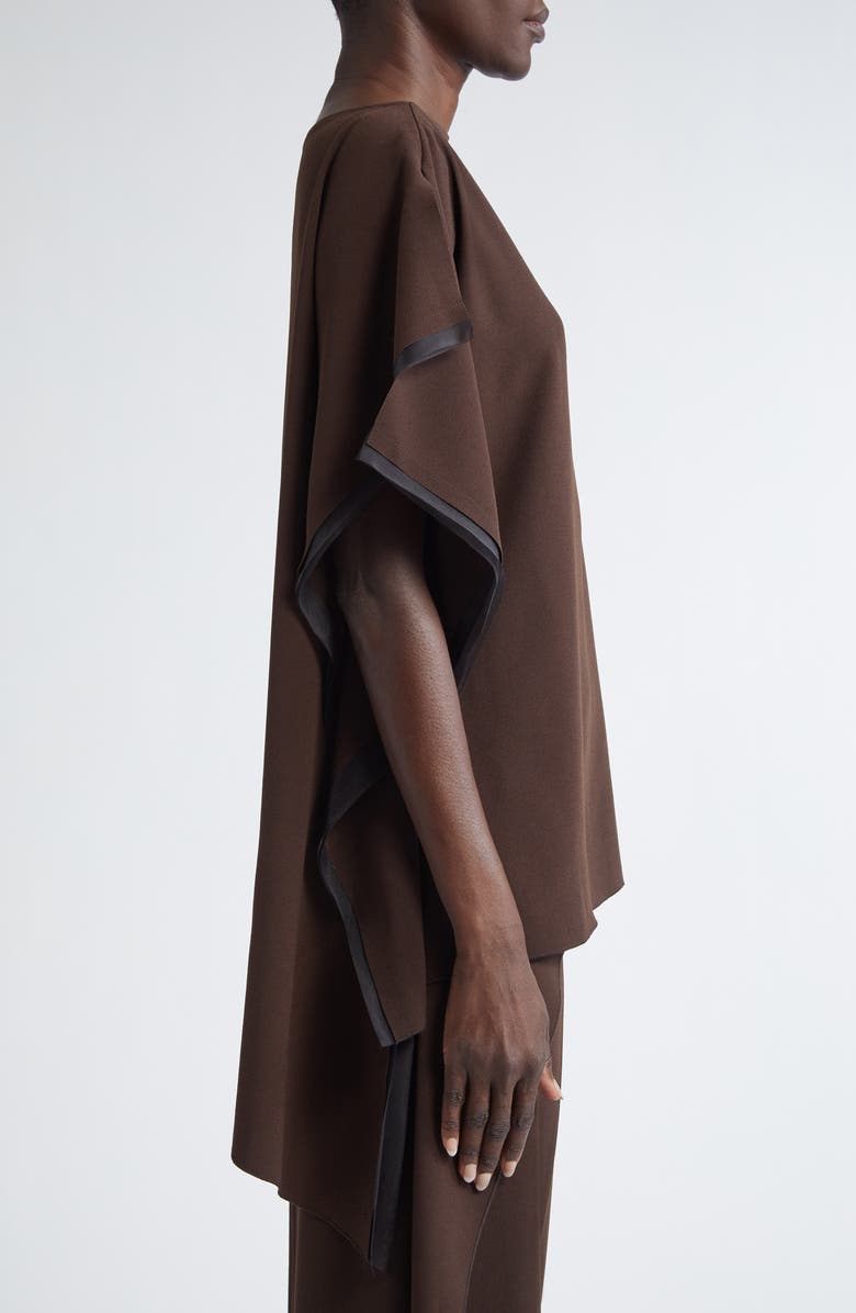 Jason Wu Collection Organza Trim Asymmetric Crepe Top, Alternate, color, Bark