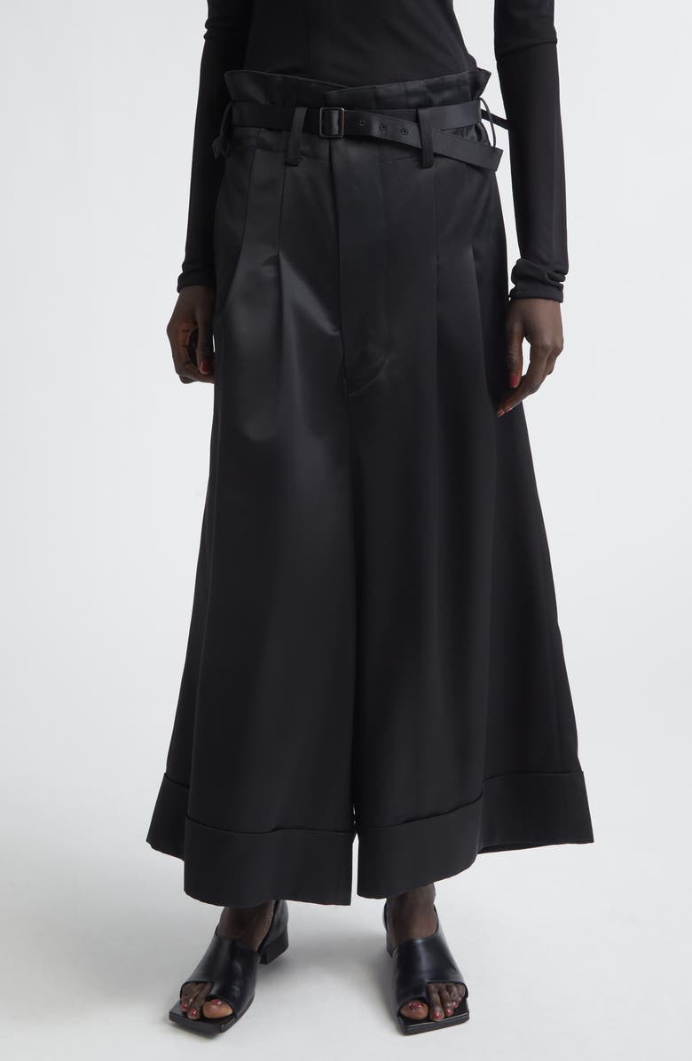 Junya Watanabe Pleated Cuffed Wide Leg Pants, Main, color, Black