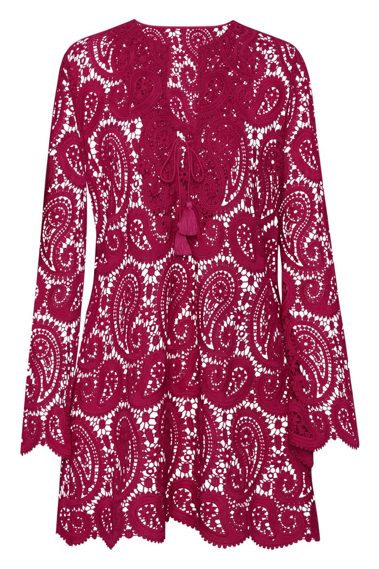 Ansley Paisley Long Sleeve Cover-Up Dress, Alternate, color, FUCHSIA