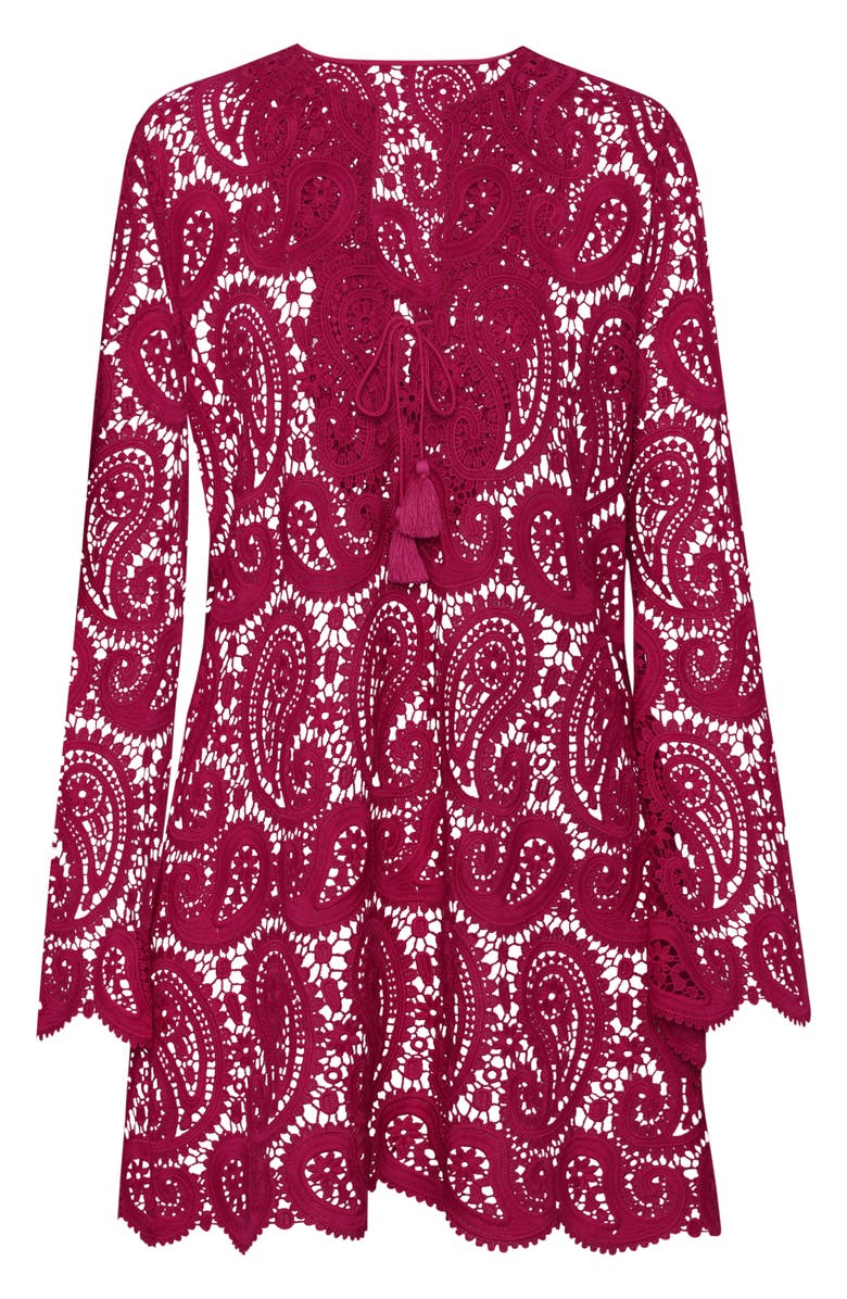 L'AGENCE Ansley Paisley Long Sleeve Cover-Up Dress, Alternate, color, Fuchsia
