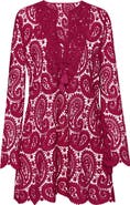 L'AGENCE Ansley Paisley Long Sleeve Cover-Up Dress