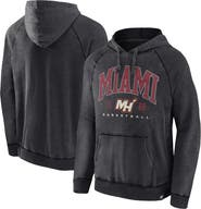 FANATICS Men's Fanatics Heather Charcoal Miami Heat Foul Trouble Snow Wash Raglan Pullover Hoodie