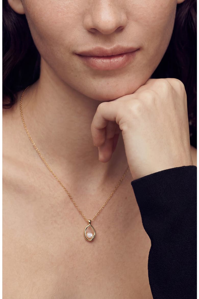 Freshwater Pearl Pendant Necklace, Alternate, color, GOLD/ WHITE