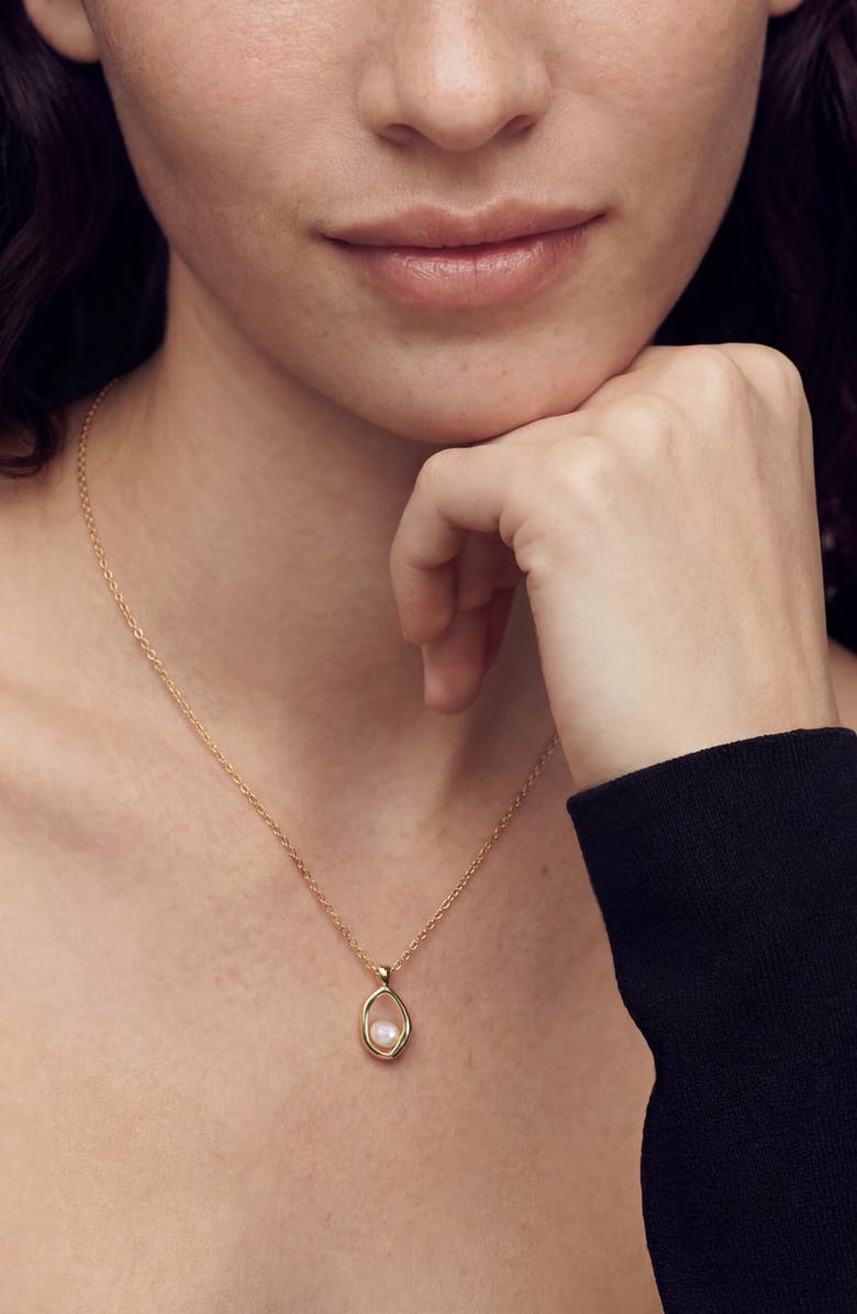 st. Moran Freshwater Pearl Pendant Necklace, Alternate, color, Gold/ White