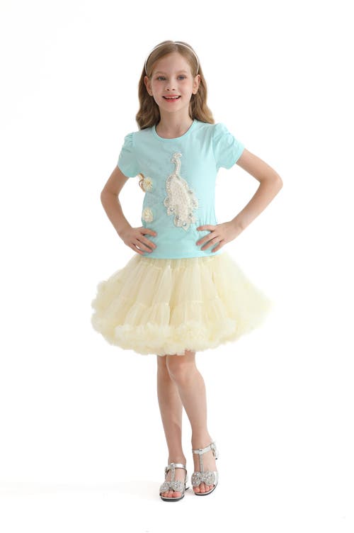 Mimi Tutu Peacock-appliqué T-shirt In Blue