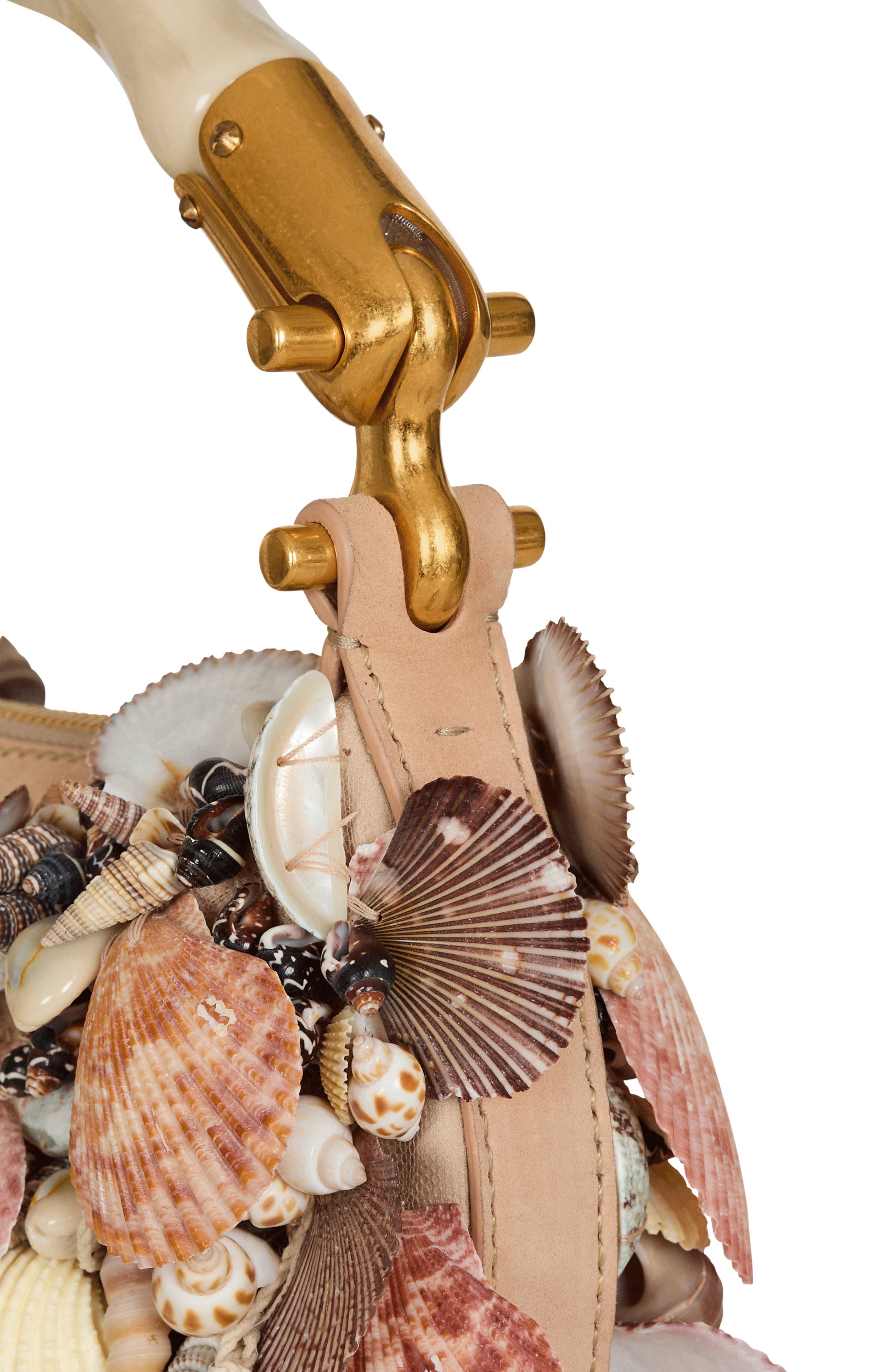 Balmain Ebene Mini bag with embroidered shells, Alternate, color, 