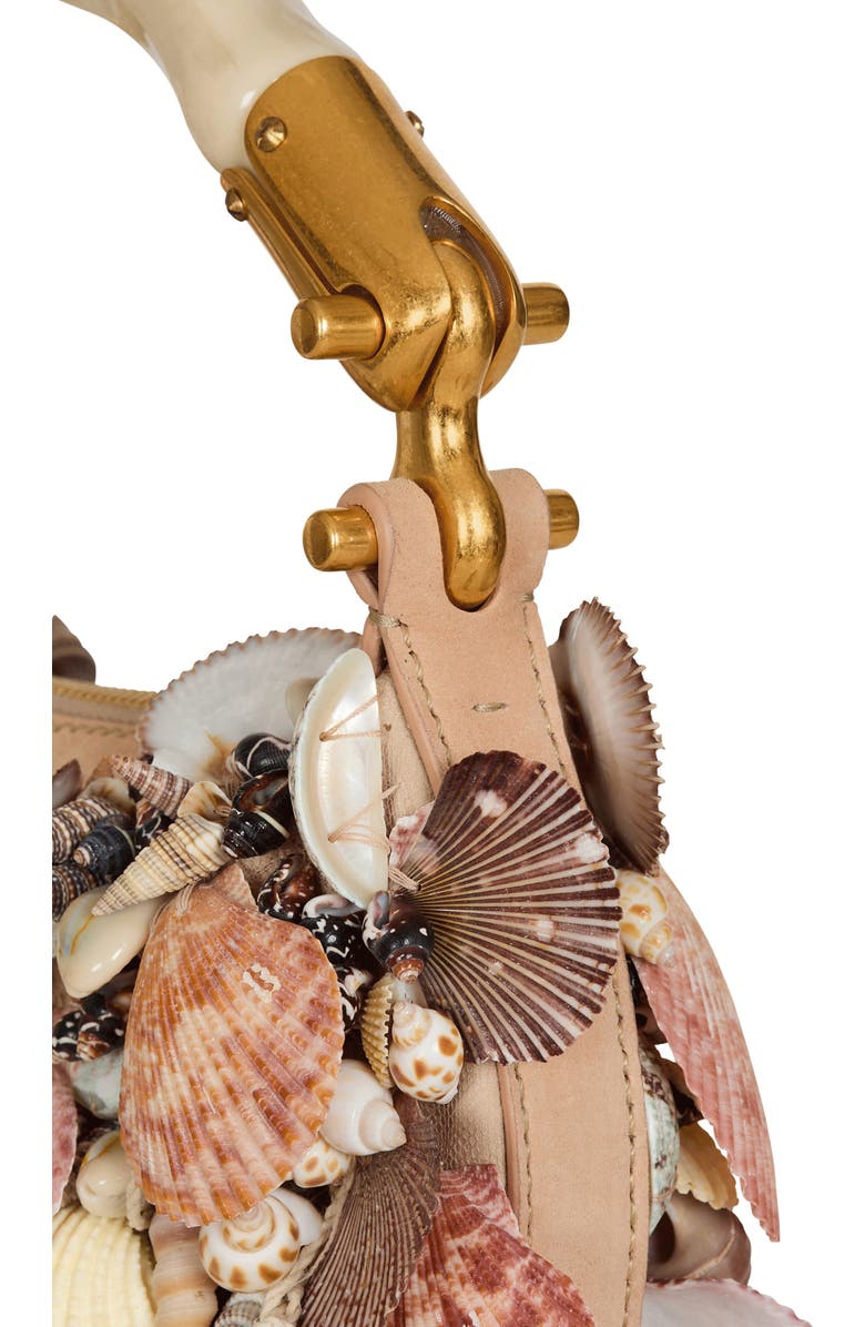 Balmain Ebene Mini bag with embroidered shells, Alternate, color,