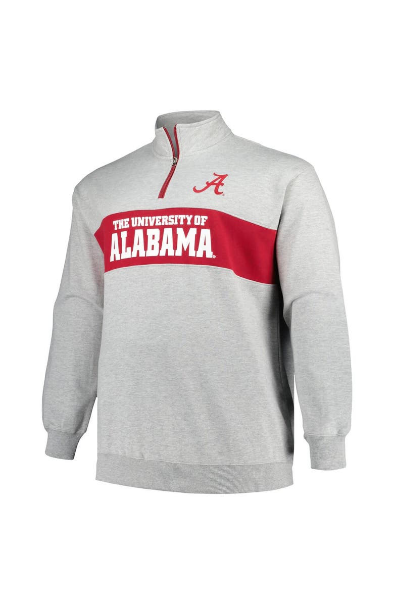 PROFILE Men's Profile Heather Gray Alabama Crimson Tide Big & Tall Fleece Quarter-Zip Jacket, Alternate, color, Heather Gray