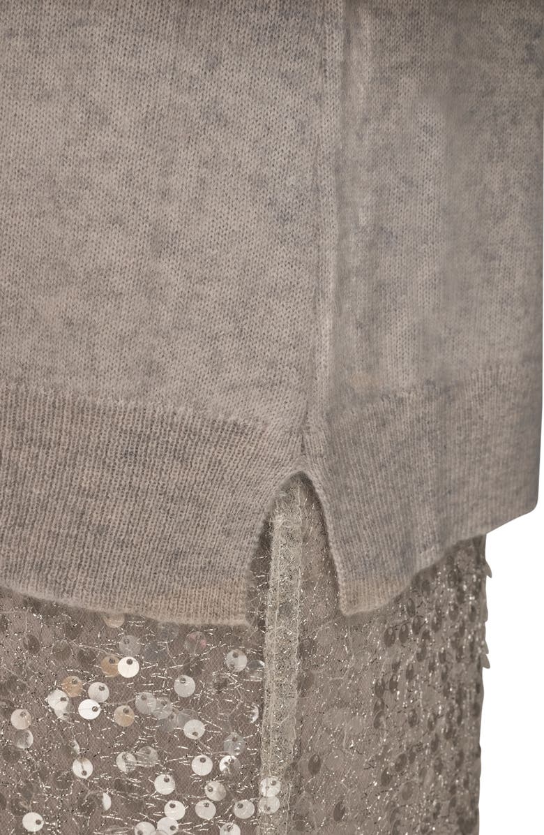 Donna Karan New York Elbow Sleeve Wool & Cashmere Mock Neck Sweater, Alternate, color, Vapor Heather