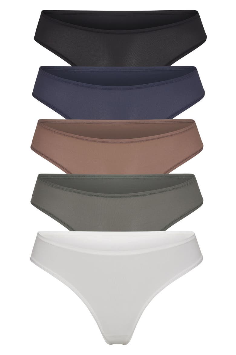 Fits Everybody Assorted 5-Pack Thongs, Main, color, JUNIPER MULTI