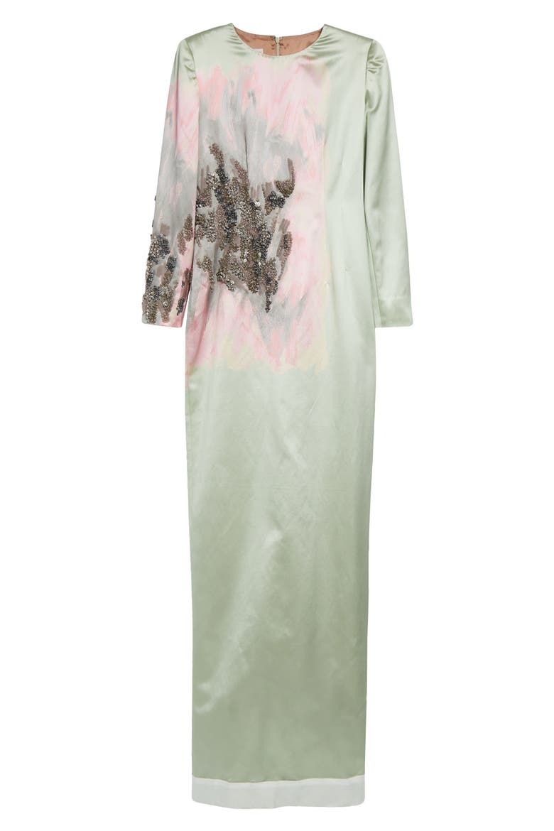 Dalista Beaded Brushtroke Long Sleeve Dress, Alternate, color, MINT