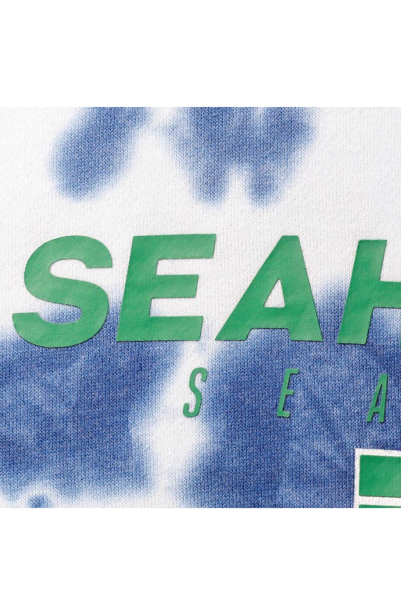 Junk Food Women's Junk Food College Navy Seattle Seahawks Tie-Dye Cropped Pullover Sweatshirt, Alternate, color, 