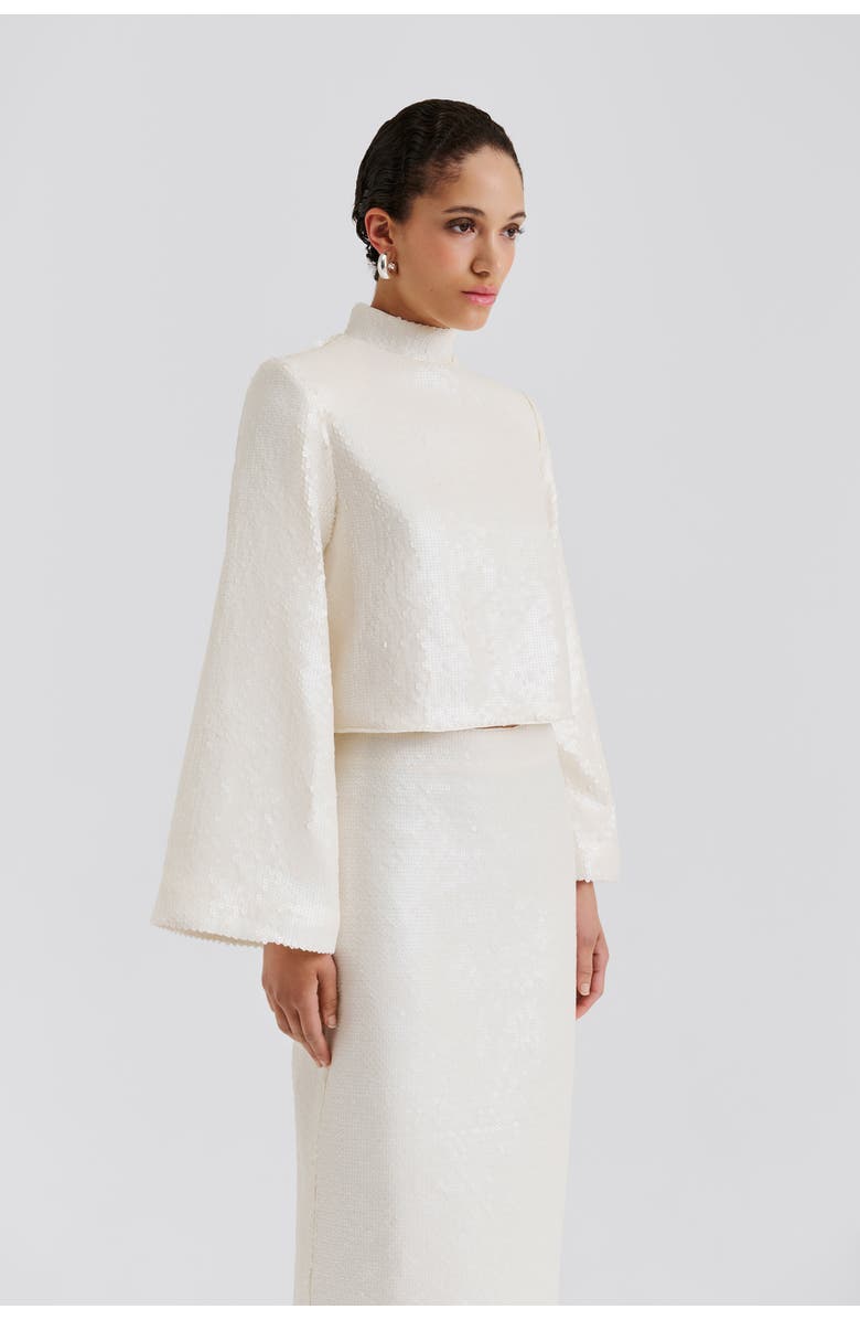 Malina Line Longsleeve Sequin Top, Main, color, Vanilla