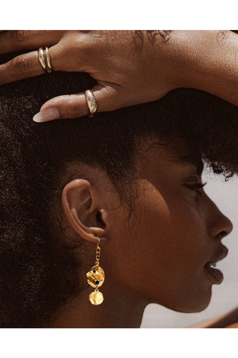 Buying Time Sapphire Stone Earrings, Alternate, color, 18K Gold Vermeil