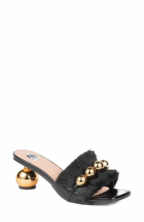NINETY UNION Miami Fringed Orb Heel Slide Sandal