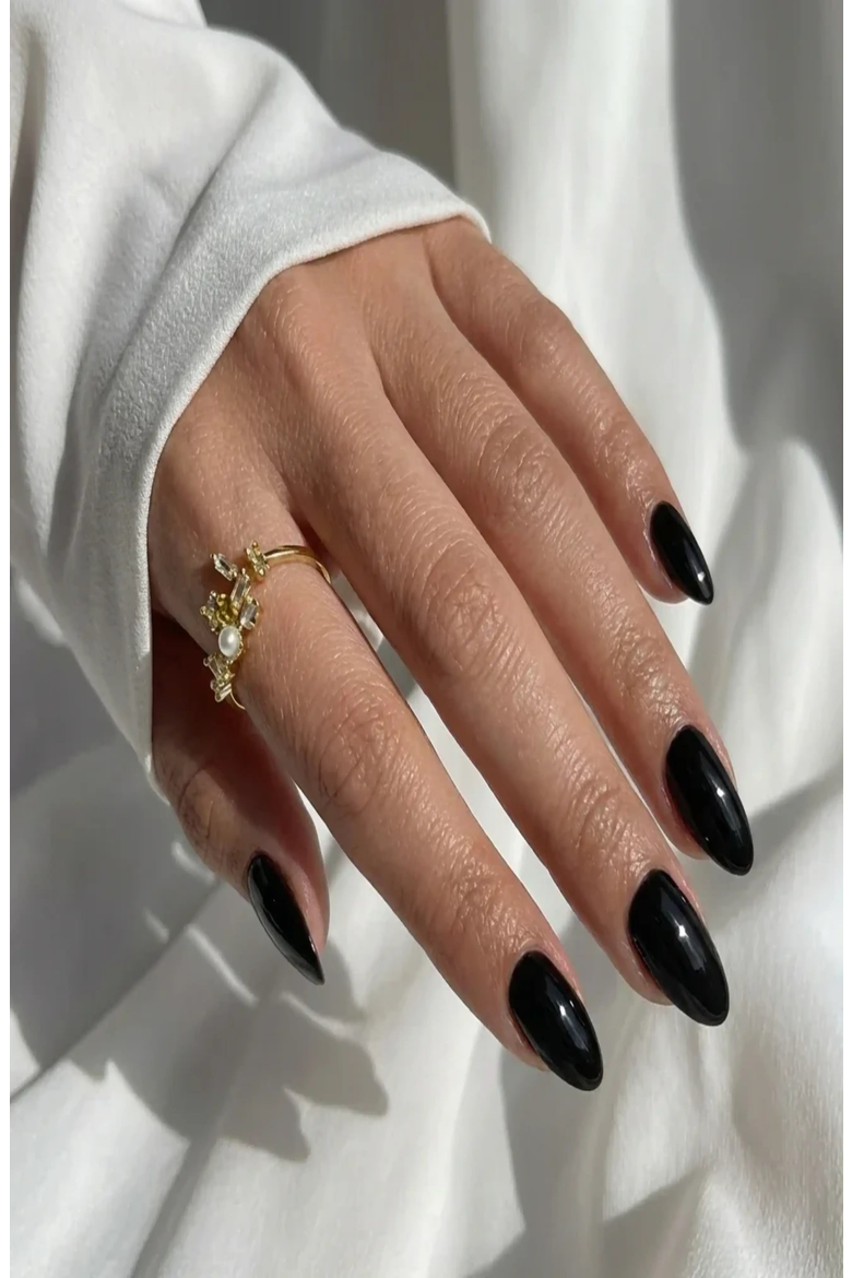 Almond Press-On Nails, Alternate, color, Black