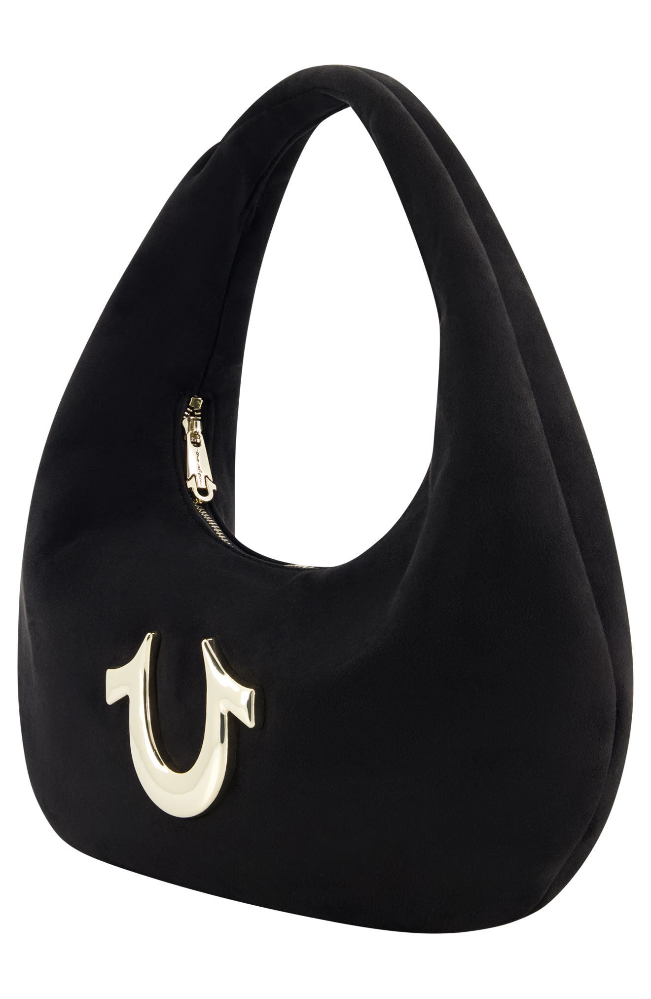 True Religion Brand Jeans Horseshoe Link Shoulder Bag, Alternate, color, Black