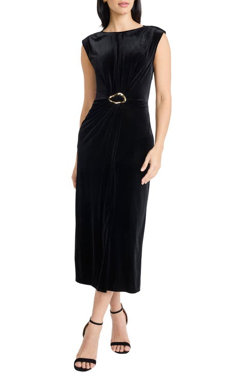 Sleeveless Velvet Sheath Midi Dress