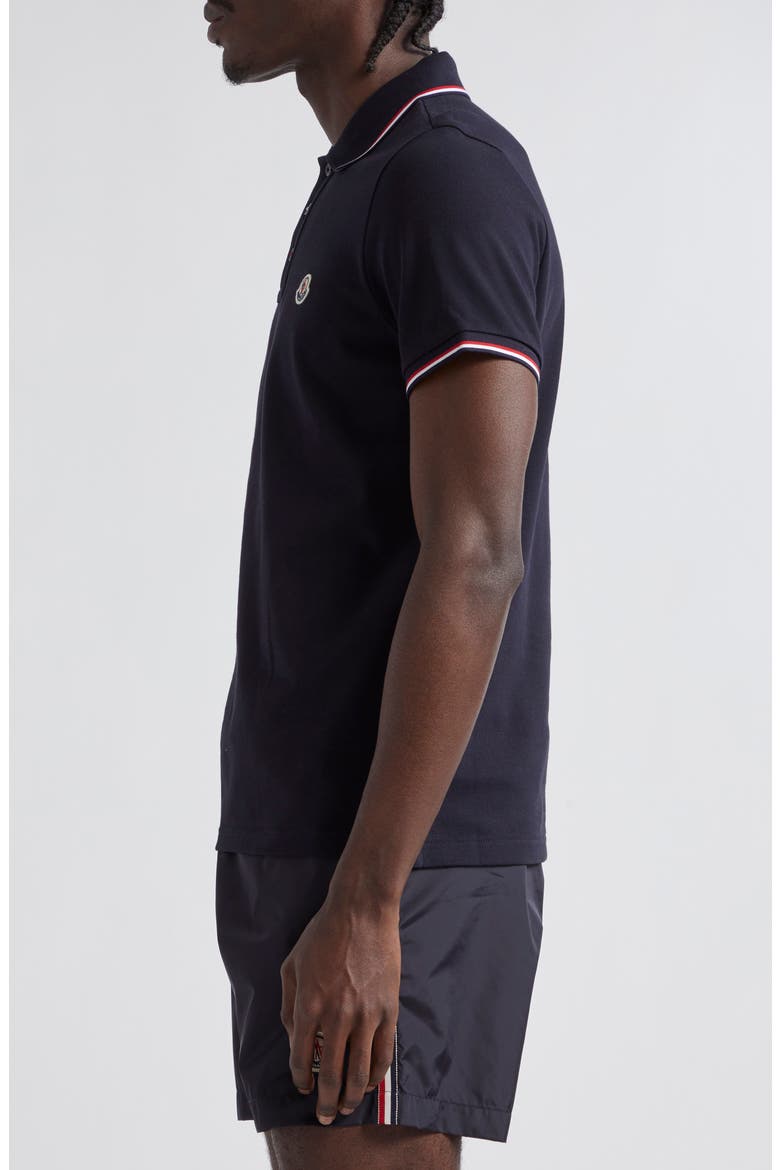 Tipped Cotton Piqué Polo, Alternate, color, BLUE/ BLUE