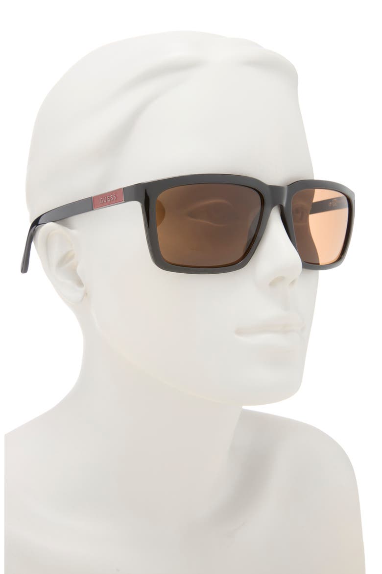 59mm Square Sunglasses, Alternate, color, SHINY BLACK / BROWN