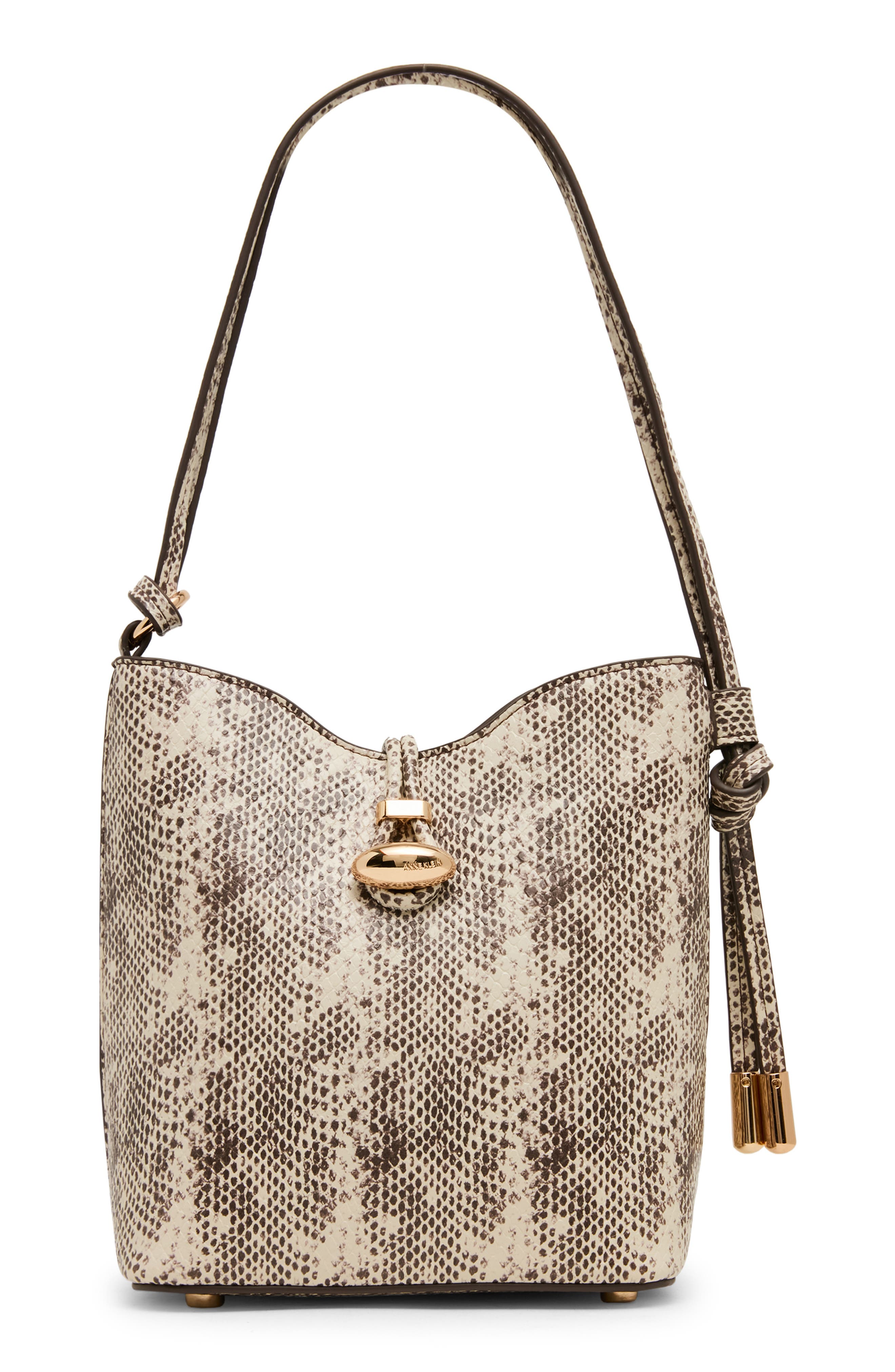 Snakeskin Embossed Faux Leather Small Bucket Bag, Main, color, MULTI