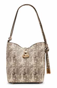 Snakeskin Embossed Faux Leather Small Bucket Bag