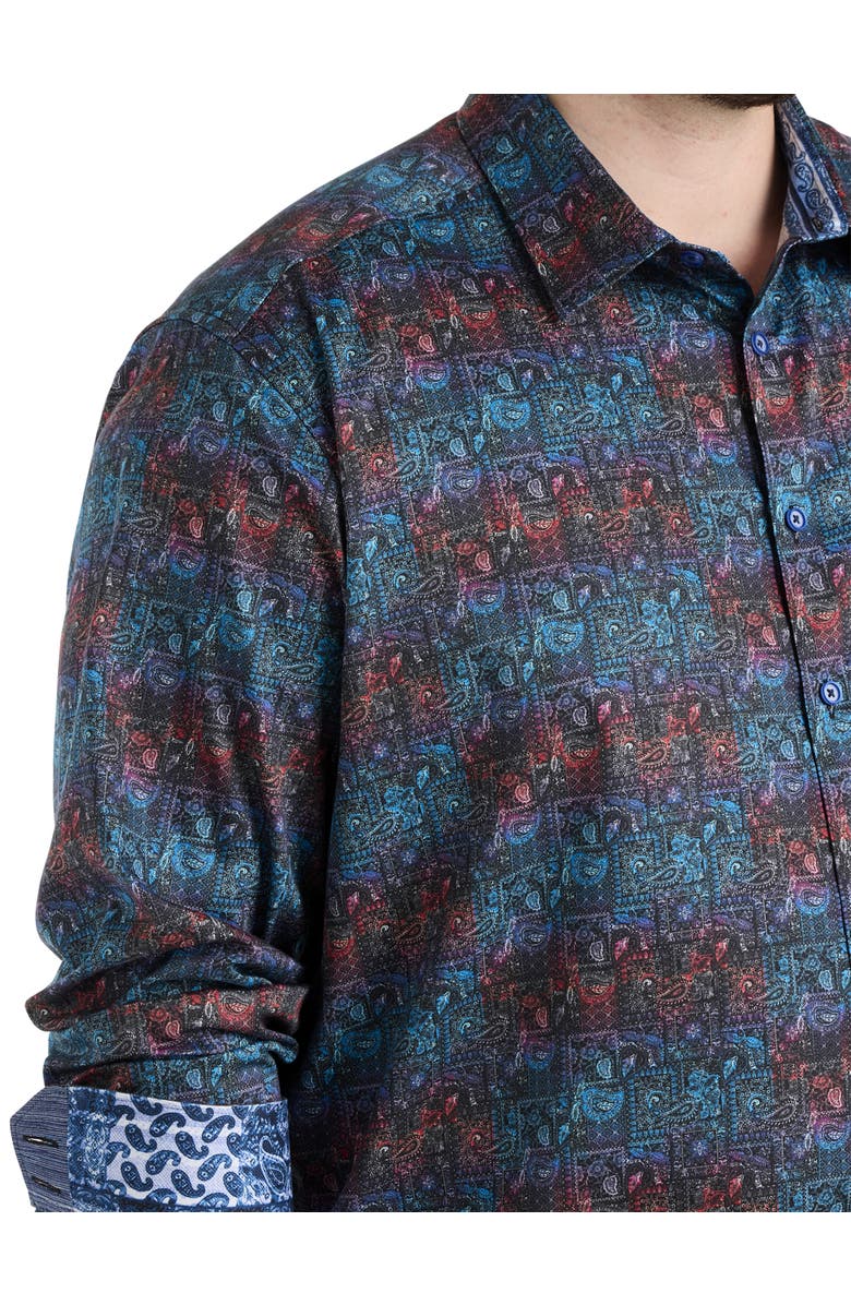 Robert Graham DXL Big & Tall Bandana Sport Shirt, Alternate, color, Multi