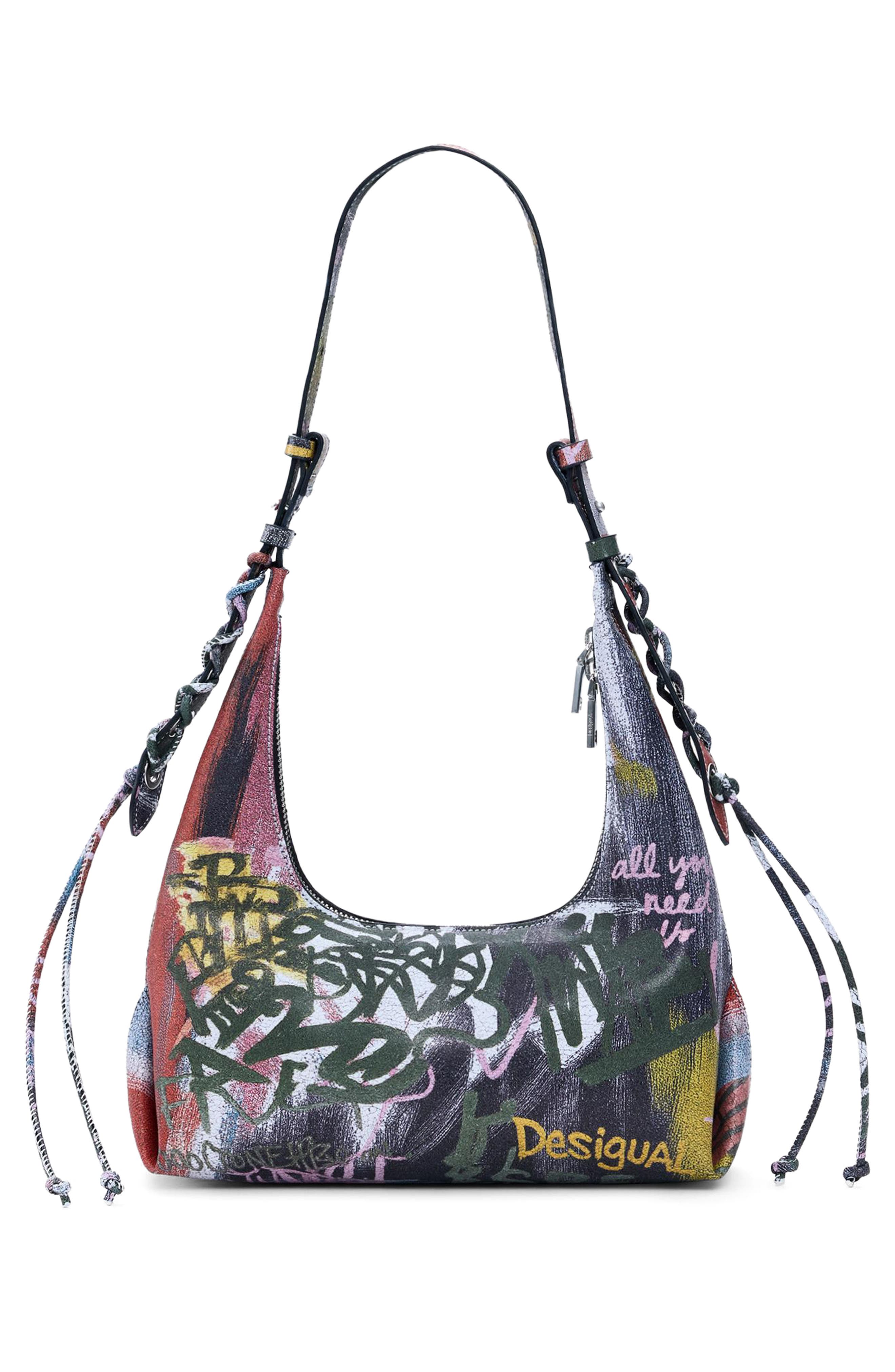 Desigual Graffiti Logo Shoulder Bag, Alternate, color, 