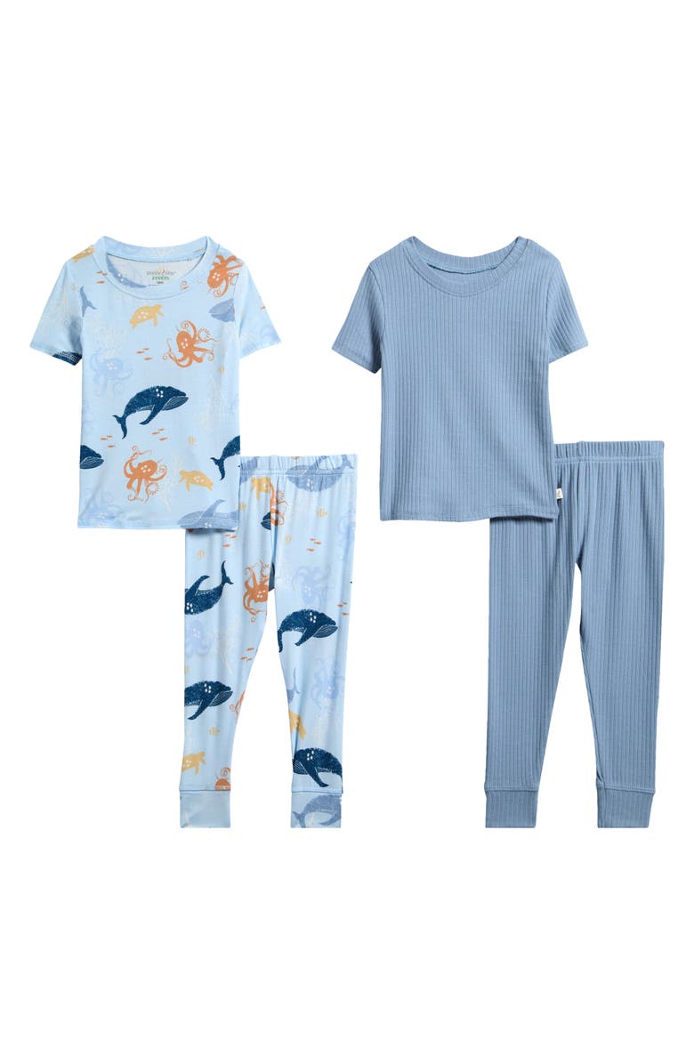 Poppy & Clay Assorted 2-Pack Print Fitted Two-Piece Pajamas, Main, color, Light Blue